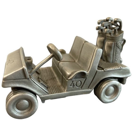 Fort USA Pewter Golf Cart with Golf Bags‎ 40 Business Card Holder - Picture 1 of 9